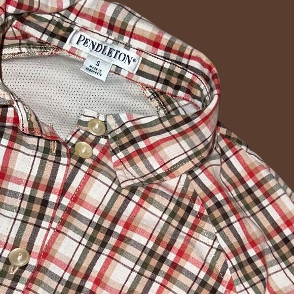Boys Pendleton Brown/Red Plaid Button Up Size Small - Picture 4 of 7